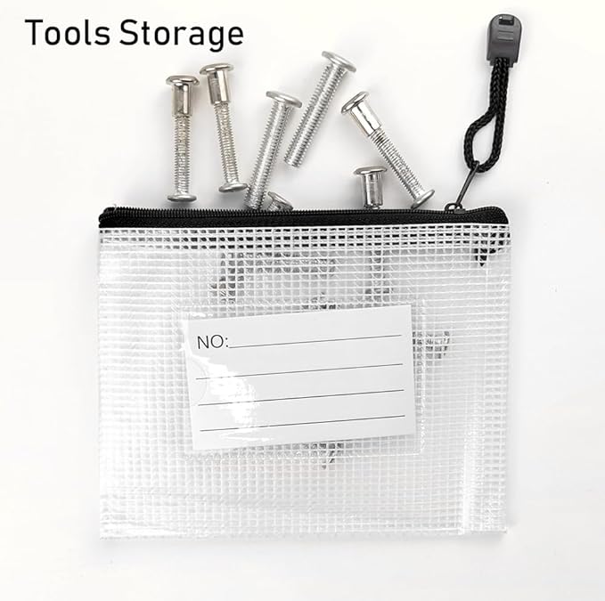 AUSTARK 24pcs Mesh Zipper Pouch Bags with Label, Multipurpose Waterproof Organization Storage Bag for Office School Home Travel (6.3''x4.7'', Black Zipper)
