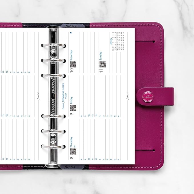 Filofax Calendar Diary Refill, Personal/Compact Size, Week-to-View with Appointments, Horizontal, White Paper, Ruled, English, 2026 (C68420-26)