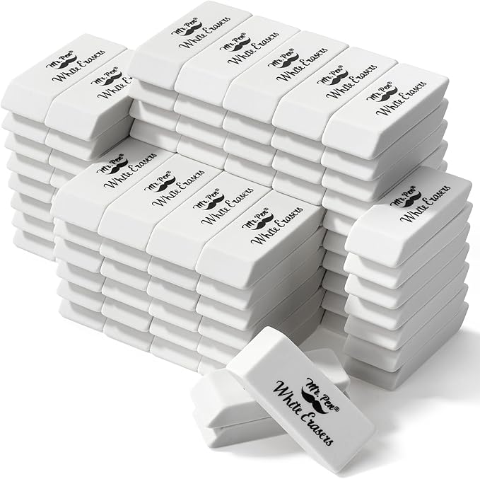 Mr. Pen- White Pencil Eraser, 100 Pack, Large Latex Free Block Erasers Bulk for School, Office, Art Sketching, Homework, Exams, Clean Smudge-Free Correction