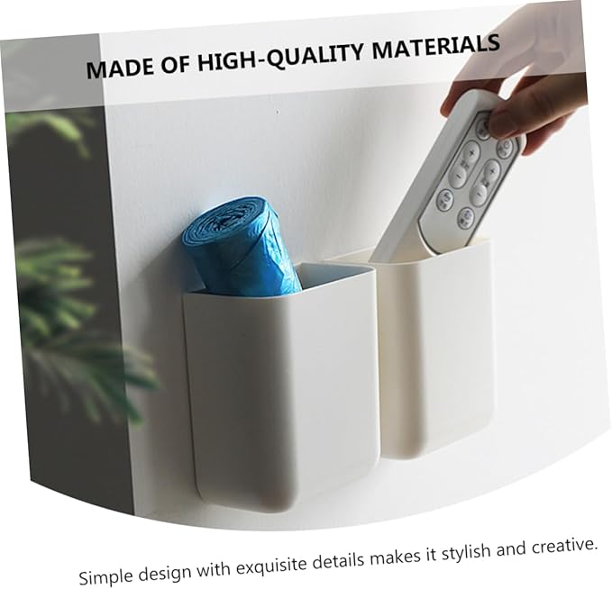 NUOBESTY Wall-Mounted Storage Box Holder 2-Pack Garbage Bag Organizer and Desktop Storage Rack for Remote Controls and Mobile Phones 3.93X3.54X3.93 Inch Compact Design