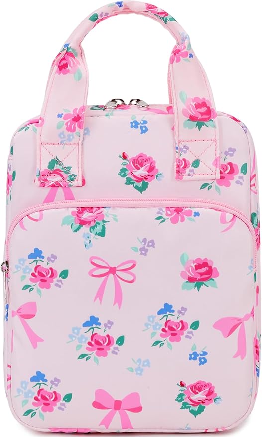 DSIUE Kids Bible Cover Case Gilrs Cute Bible Carrying Case Book Holder/Carrier/Bag with Handle and Pockets, Bow Floral
