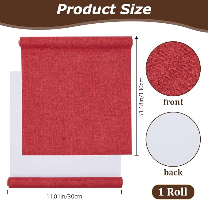 CRASPIRE 51x11.8 Inch Pure Red Book Cloth Paper Backed for Book Cover Binding Weave Linen Fabric Surface Protector Book Cloth Book Binding for Adult Scrapbooking Album DIY Crafts Cover