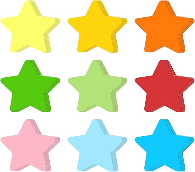 72 Pieces Color Star Cutouts for Bulletin Board, 6 Inches Large Paper Star Stickers Confetti Star Cut Outs for Bulletin Board Classroom Wall Party Decoration Supply (9 Colors)