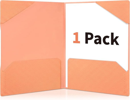 Sooez 1 Pack Plastic Folder, 2-Pocket Folder with Writable Category Label and Non-Slip Tabs, Fits A4/Letter Size Paper, Heavy-Duty Folders with Pockets for School, Office, Home (Orange)