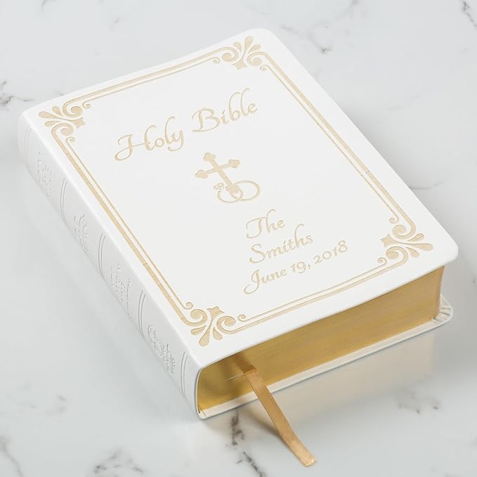 Personalized Catholic Bible with Name Engraved, NABRE - Holy Matrimony Wedding and Anniversary Bible for Newlyweds - Religious Vows Ceremony Christian Gift
