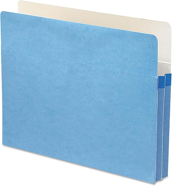 Smead File Pocket, Straight-Cut Tab, 1-3/4" Expansion, Letter Size, Blue, 25 per Box (73215)