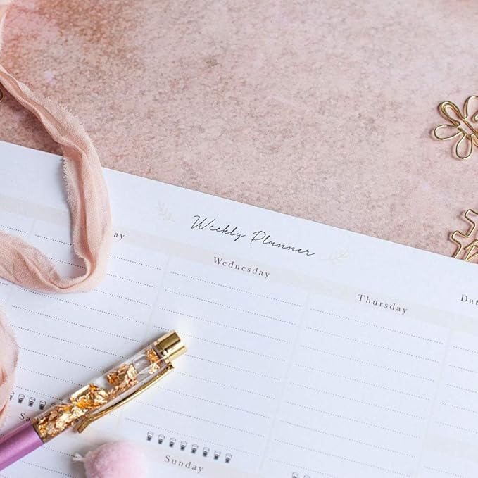 Peachly Desktop Weekly Planner Notepad | 60 Undated Tear-Off Pages | Schedule Daily To-Do Lists | Increase Your Productivity In Less Than 5 Minutes A Week | Achieve Your Goals | Peach and Mint Fern