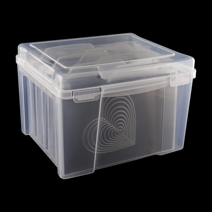 Briartw Clear Plastic Storage Box with Snap Closure lid - Stackable Organizer File Box with 6 Dividers & 10 Labels for Home Office Craft Supplies, 7.6"H x 10.6"L x 9.17"W
