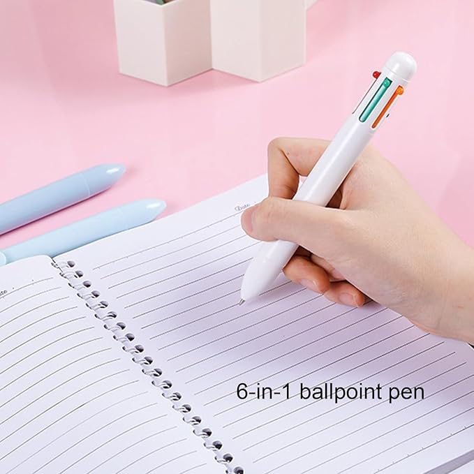 7 Pcs Cute White Stationery Set Kawaii School Supplies Office Supplies Including Ballpoint Pens Pencil Highlighter Correction Tape Utility Knife (White)