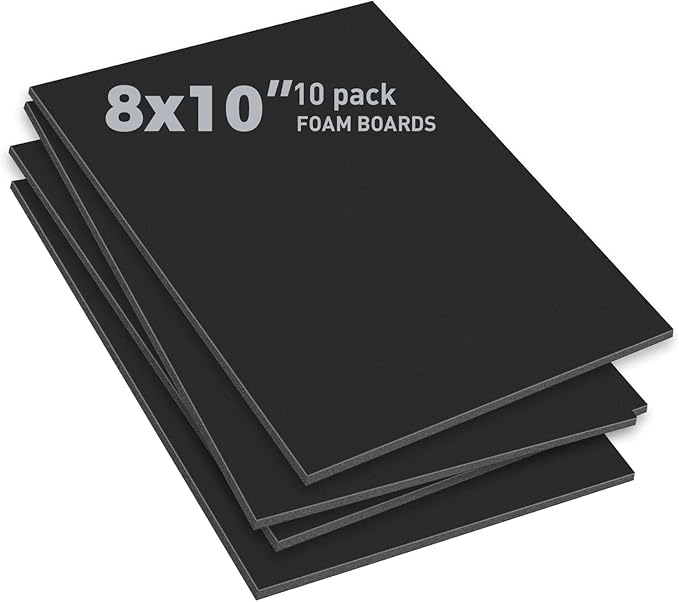 Golden State Art, Pack of 10, 3/16" Thick, 8x10 Black Foam Boards (8x10, Black)