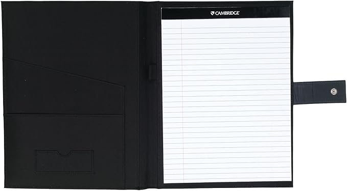 Cambridge Snap Padfolio with Notepad, Legal Pad, 8-1/2" x 11", 40 Sheets, Assorted Colors - Color May Vary (33516) RW033516
