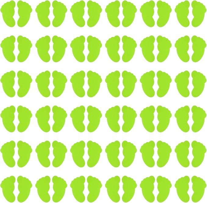 PATIKIL Foot Shaped Carpet Markers, 72pcs (36pairs) Nylon Floor Spots Markers Colorful Hook and Loop Marker Dots for Classroom Teacher Supplies, Light Green
