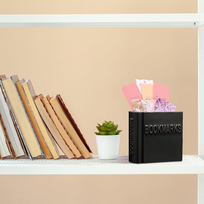 Honeydak 3D Printed Book Shaped Bookmark Holder Book Lover Gift Bookish Accessory Office Desk Supplies Funny Bookmark Accessories End of Year Gift for Teacher(Black)