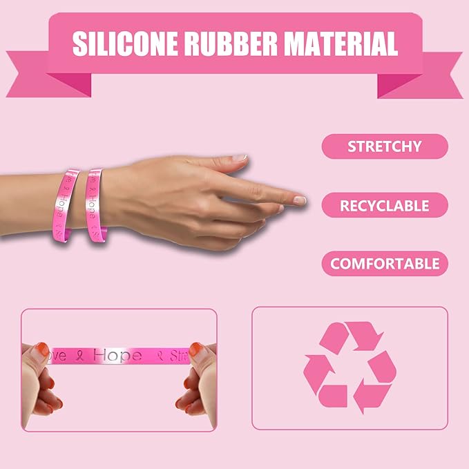 Total 82 Pcs Breast Cancer Awareness Accessories Pink Ribbon Stuff Support for Breast Cancer Survivors, Giveaways on Pink Theme Campaigns Sports Tournaments
