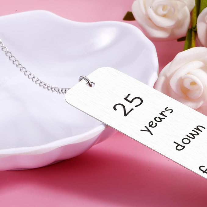 25 Year Anniversary Silver Gifts for Him/Her, 25th Wedding Anniversary for Wife Husband - Silver Anniversary Bookmark for Women Men Couples