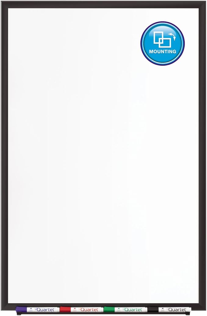 Quartet Magnetic Porcelain Whiteboard, 4' x 3' White Board, Premium, Duramax, Black Aluminum Frame (2544B)