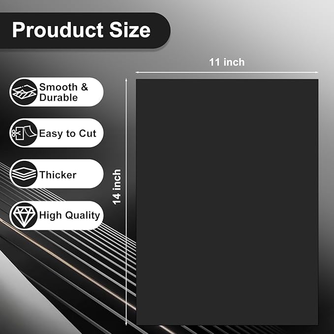 50 Pack Poster Board, 11"x14" Black Poster Paper, 230GSM Thickness Poster Board Paper Bulk for School Assignments, Classroom Arts, DIY Projects, Presentation Drawing