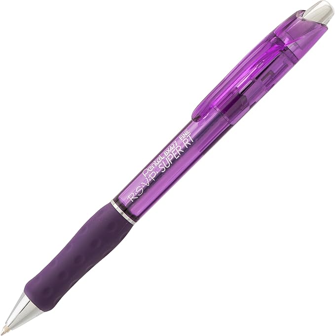 Pentel RSVP Super RT Ballpoint Pen, (0.7mm) Fine Line, Violet Ink (BX477-V)