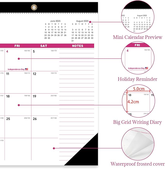 Desk Calendar 2026 , JXAVO Wall Calendar 2025-2026 Large Size 17" X 12" Covers July 2025 - December 2026, Pink Cute Desktop Monthly Calendar for Home Classroom School or Teacher Gifts & Office Supplies