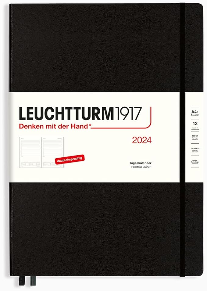 LEUCHTTURM1917 367584 Daily Calendar Master (A4+) 2024, Black, German, 12 Months
