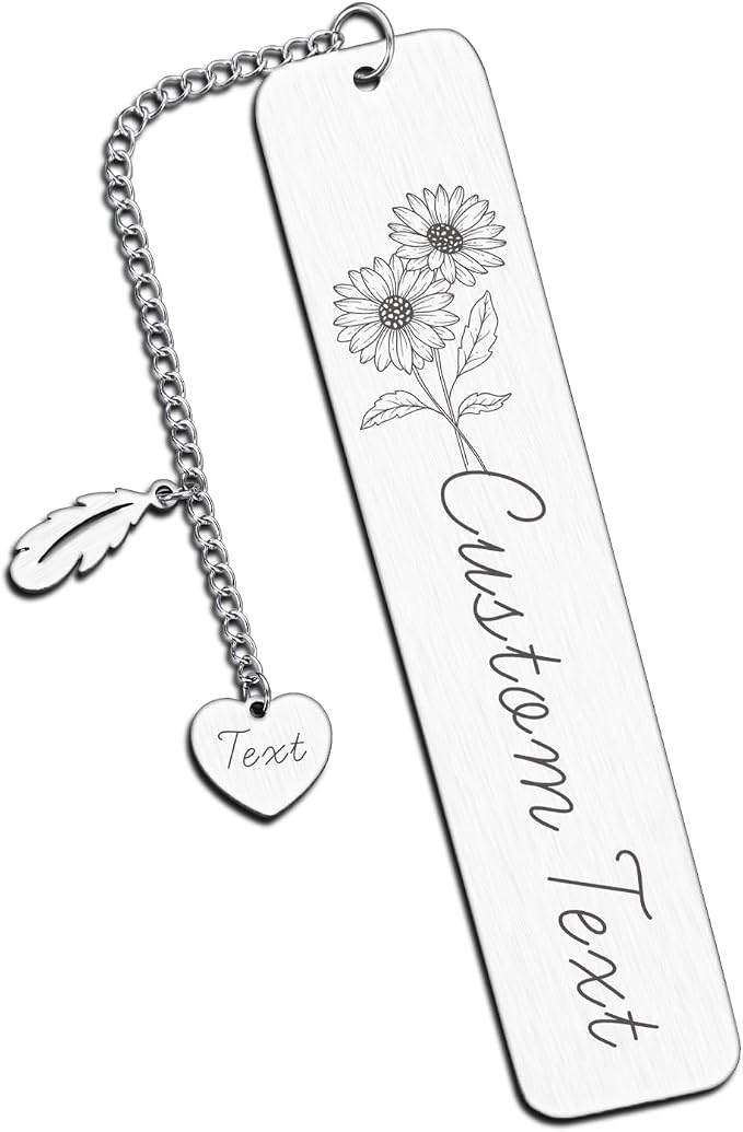 Personalized Custom Birthday Gifts for Women Birth Flower Bookmarks for Women Daughter Stepdaughter Female Friends BFF Besties Birthday Gifts for Teen Girls Valentines Sweetest Day Gifts for Women