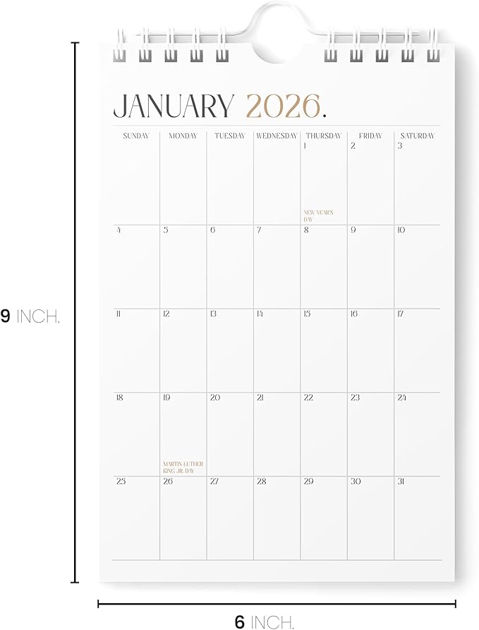 Karto Mini Wall Calendar 2025-2026 - Vertical 6x9 inch July 2025 to December 2026 - Small, Versatile, and Easy Planning with the Aesthetic Desk Monthly Calendar - Boho