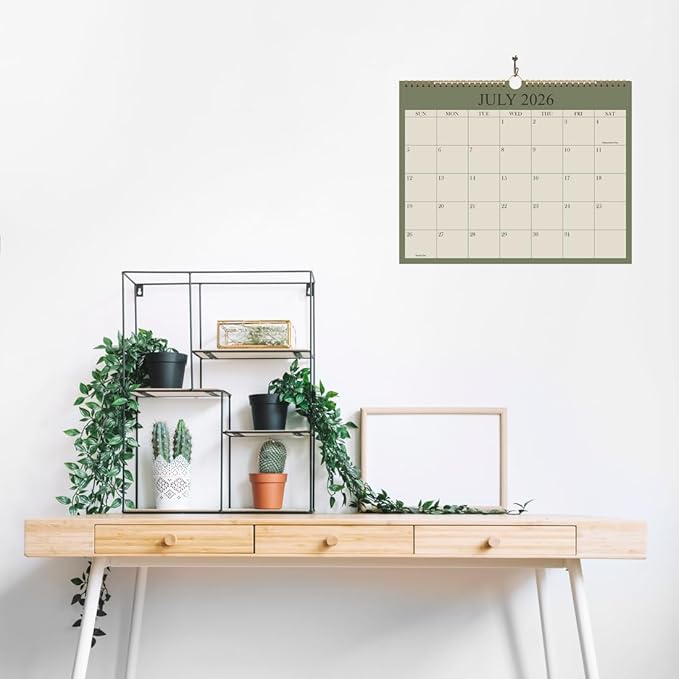 2026-2027 Calendar - Wall Calendar 2026-2027 from April 2026 Until December 2027, 21 Months Calendar with Premium Paper, Twin-Wire Binding & Hanging Hook, 8.5" x 11", Green
