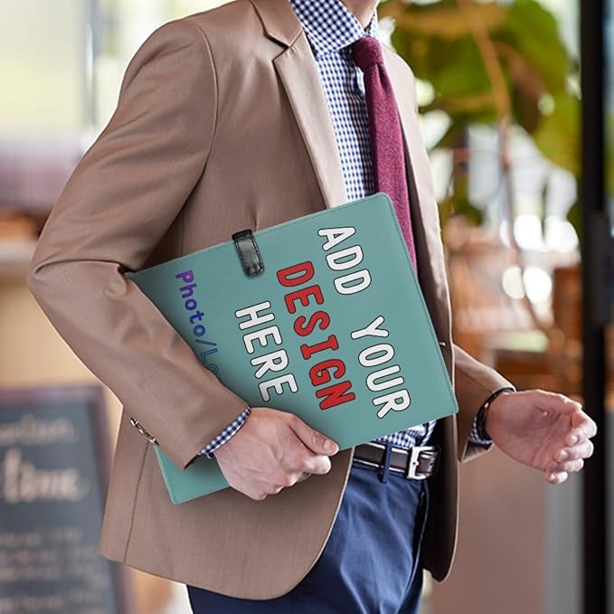 Personalized Padfolio with Logo, Custom Business Portfolio with A4/US Letter Writing Pad Holder for Resumes and Interviews, CadetBlue