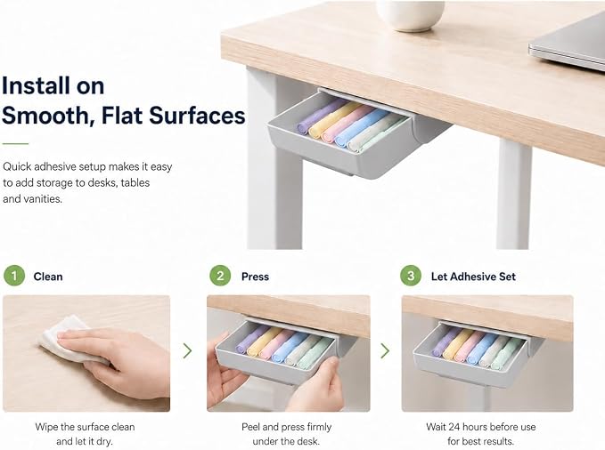 Desk Drawer Attachment, 2 Pack Pencil Organizer, Hidden Desk Organizer, Under Desk Organizer Adhesive, Pen Holder, Desk Accessories & Workspace Organizers, Pen Drawers, Drawer Tray Storage Desktop