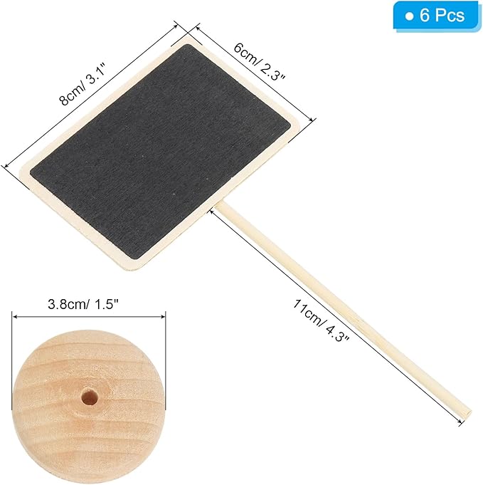 PATIKIL Mini Chalkboard Signs, 6Pcs Small Chalkboard with Easel Stand Wooden Rectangle for Food Labels Party Weddings Message Board Signs Event Decorations, Black (6.7"x3.1")