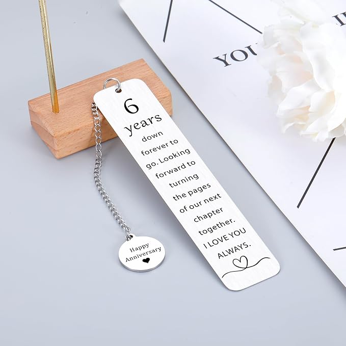 Iron Gifts for 6 Year Anniversary 6th Anniversary Bookmark Gift for Women Men Happy 6 Year Anniversarys Wedding Bookmarks Date Night Gifts for Husband Wife Romantic Bridal Shower Gift for Bride
