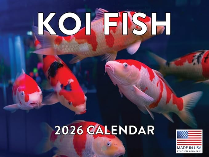 Koi Fish Calendar 2026 Wall 2026 Monthly Wall Calender 12 Month | American Made In The USA