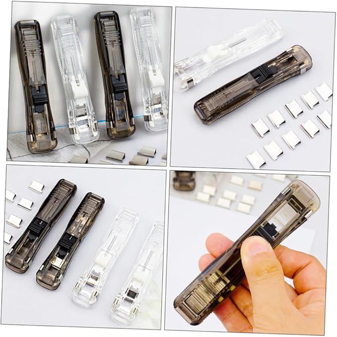 Office Stapler Set with Refillable Stapler and Document Binding Clips with 200pcs Refill Staples Multi-Function Paper Fastening Tool for Home and Office Use