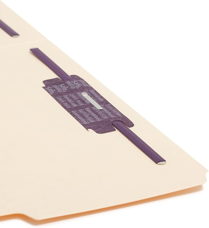 Smead Fastener File Folder with SafeSHIELD® Fasteners, 2 Fasteners, Reinforced 1/3-Cut Tab, Letter Size, Manila, 50 per Box (14555)