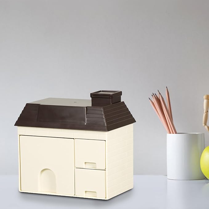 Desk Organizer with Drawers, 3 Drawers Storage Organizer Creative House Shaped Organizer Drawer Type Desktop Storage Box Stationary Organizer for Home Dormitory Office (Coffee Color)