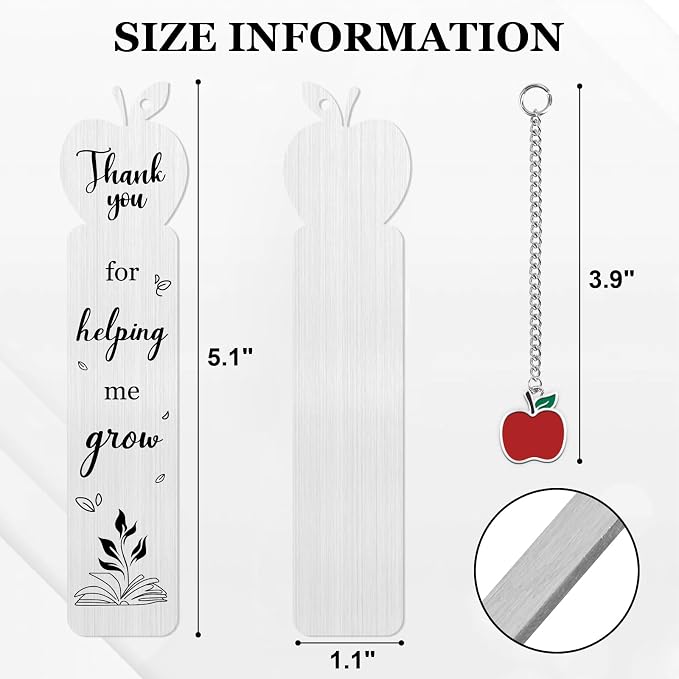 Teacher Metal Bookmark, Thank You Teacher Appreciation Gift Bookmark for Women Men, Unique Bookmarks for Teacher’s Day, Thank You for Helping Me Grow Bookmarks (Grow)