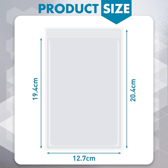 Outus 60 Pcs Self Adhesive Shop Ticket Holders Clear Plastic Sleeves Adhesive Pockets Work Order Job Ticket Holders for Back to School Student Label Home Office Posting Signs (5 x 8 Inch)