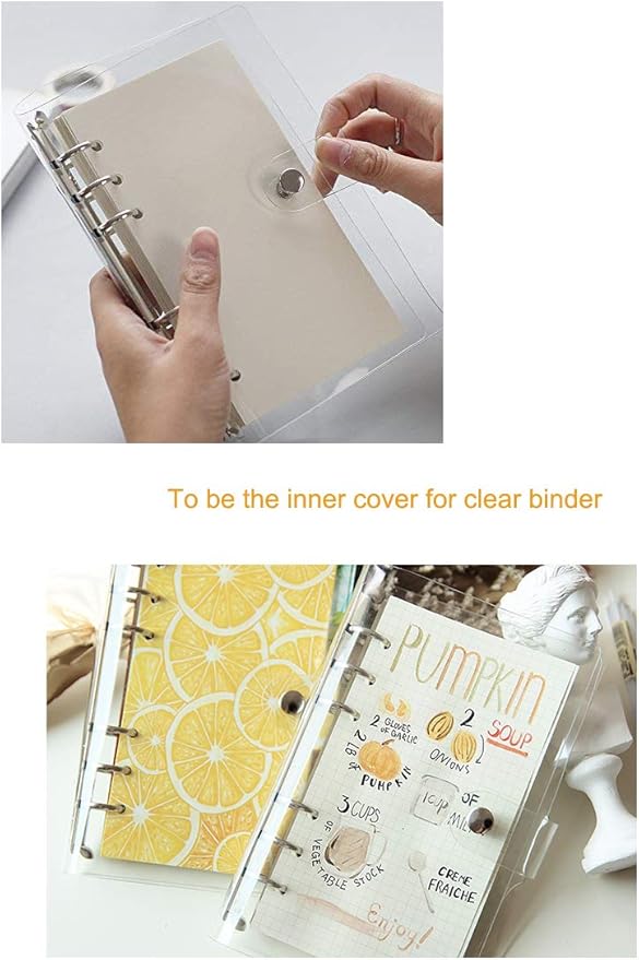 Index Tabs for A5/A6 6-Holes Cover Round Ring View Binder File Folder Loose Leaf Sheet Protectors Binder Cover Protector (Horizontal White Paper, A5/21cm*15cm/8.5 Inch)