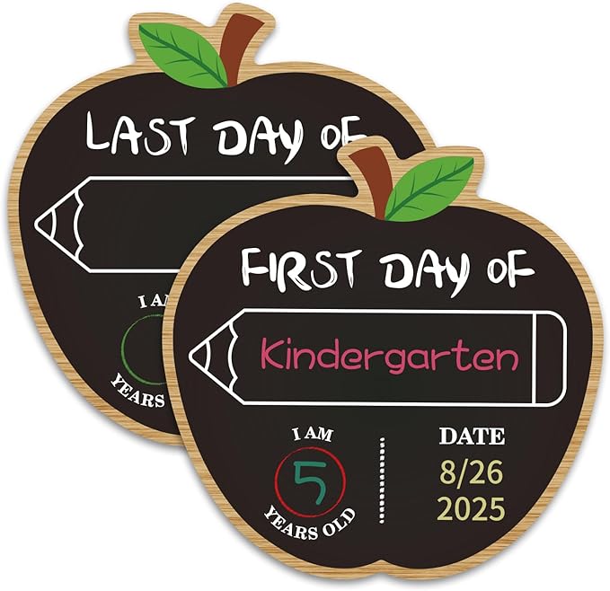 First and Last Day of School Chalkboard 9.8" Double Sided Reusable Back to School Sign for Kids Girls Boys Preschool Pre-K Kindergarten 1st Grade Photo Props 1st Day of Schools Board Gifts