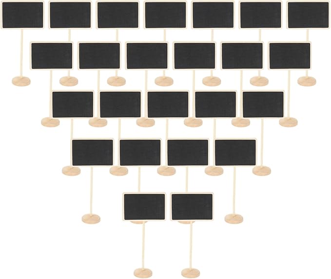 PATIKIL Mini Chalkboard Signs, 24Pcs Small Chalkboard with Easel Stand Wooden Rectangle for Food Labels Party Weddings Message Board Signs Event Decorations, Black (6.7"x3.1")