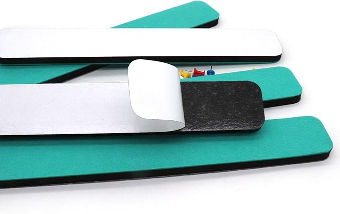 Felt Bulletin Board Bar Strip 0.5 Inch Thick Self-Adhesive Pin Board Bar 13 Inch in Length with 15 Pushpins, 5 Turquoise Bars