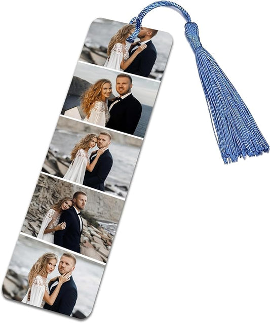 Custom Bookmark, Personalized Bookmarks Tassel with Photo Text Customized Double-Sided Book Mark for Women Men Book Lover Christmas Valentine's Day