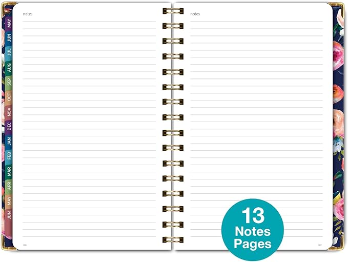 HARDCOVER Academic Year 2026-2027 Planner: 14 Months (May 2026 Through June 2027) 5.5"x 8" Daily Weekly Monthly Planner Yearly Agenda. Bookmark, Pocket Folder and Sticky Note Set (Small Navy Floral)