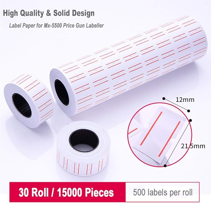 Hatisan Price Gun Labels for Mx-5500 Price Gun Labeller, Super Sticky Price Tag Labels Price Sticker (30 Rolls)