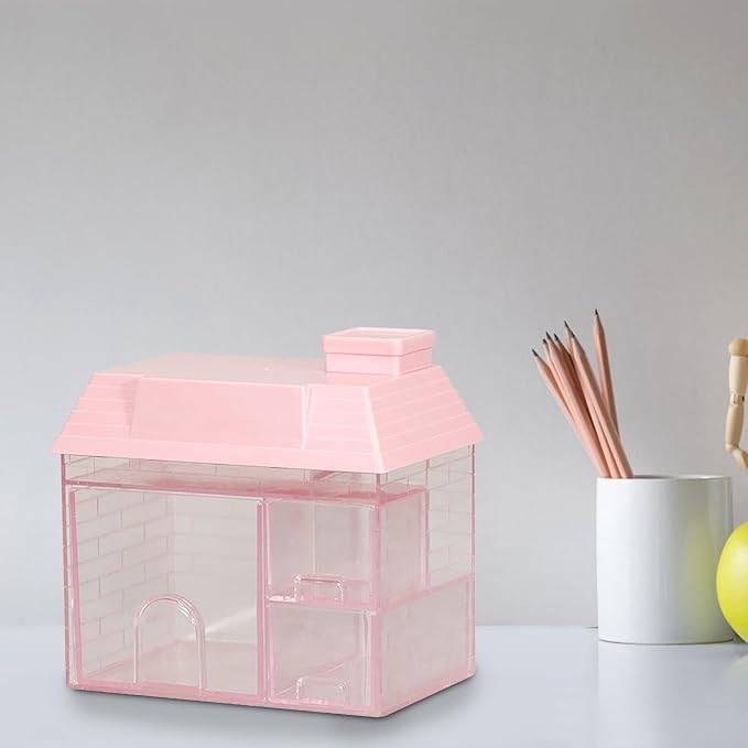 Desktop Shelf, Pink Playful Whimsical Desk Organizer with 3 Drawers, Desktop Storage Box Aesthetic Desk Organizer Table Top Mini Bookshelf for Home, School, Office