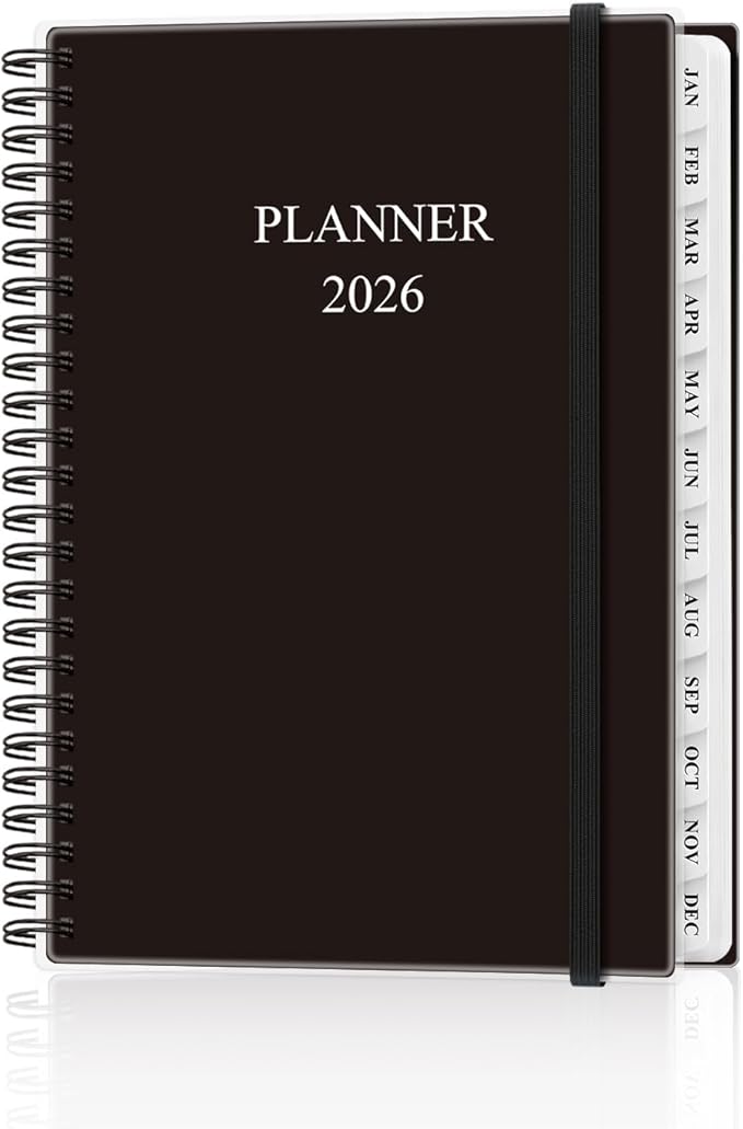 Planner 2026 - Weekly & Monthly Planner from January 2026 to December 2026, Agenda 2026 with Inner Pocket, Elastic Band, 6.4" x 8.5", Black