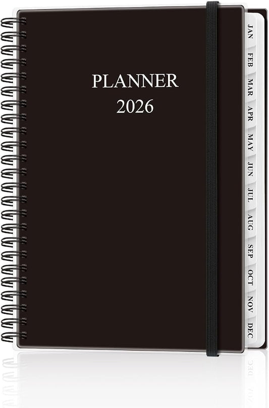 Planner 2026 - Weekly & Monthly Planner from January 2026 to December 2026, Agenda 2026 with Inner Pocket, Elastic Band, 6.4" x 8.5", Black
