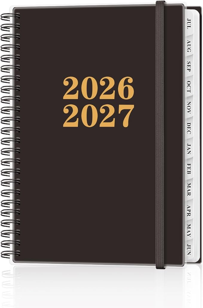 Planner 2026-2027 - Academic Planner from July 2026 to June 2027, Weekly & Monthly Planners Spiral Bound with 12-Month Tabs, Inner Pocket, 6.25" x 8.5", Black