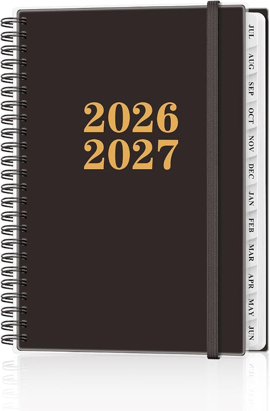 Planner 2026-2027 - Academic Planner from July 2026 to June 2027, Weekly & Monthly Planners Spiral Bound with 12-Month Tabs, Inner Pocket, 6.25" x 8.5", Black