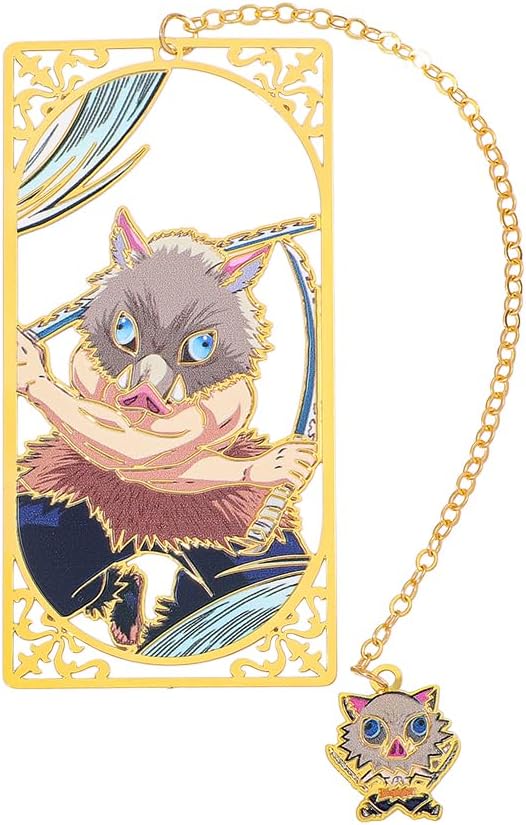 Demon Kamado Bookmark Page Mark, Anime Tanjiron Zenitsu Giyuu Kyoujurou Figure Reading Tool, Stationery Gifts for Reading Lovers Bookworm (Style G)